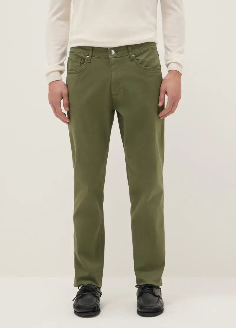 Ovs Pantaloni Slim Fit Verde in Cotone Elasticizzato Uomo miniatura 2
