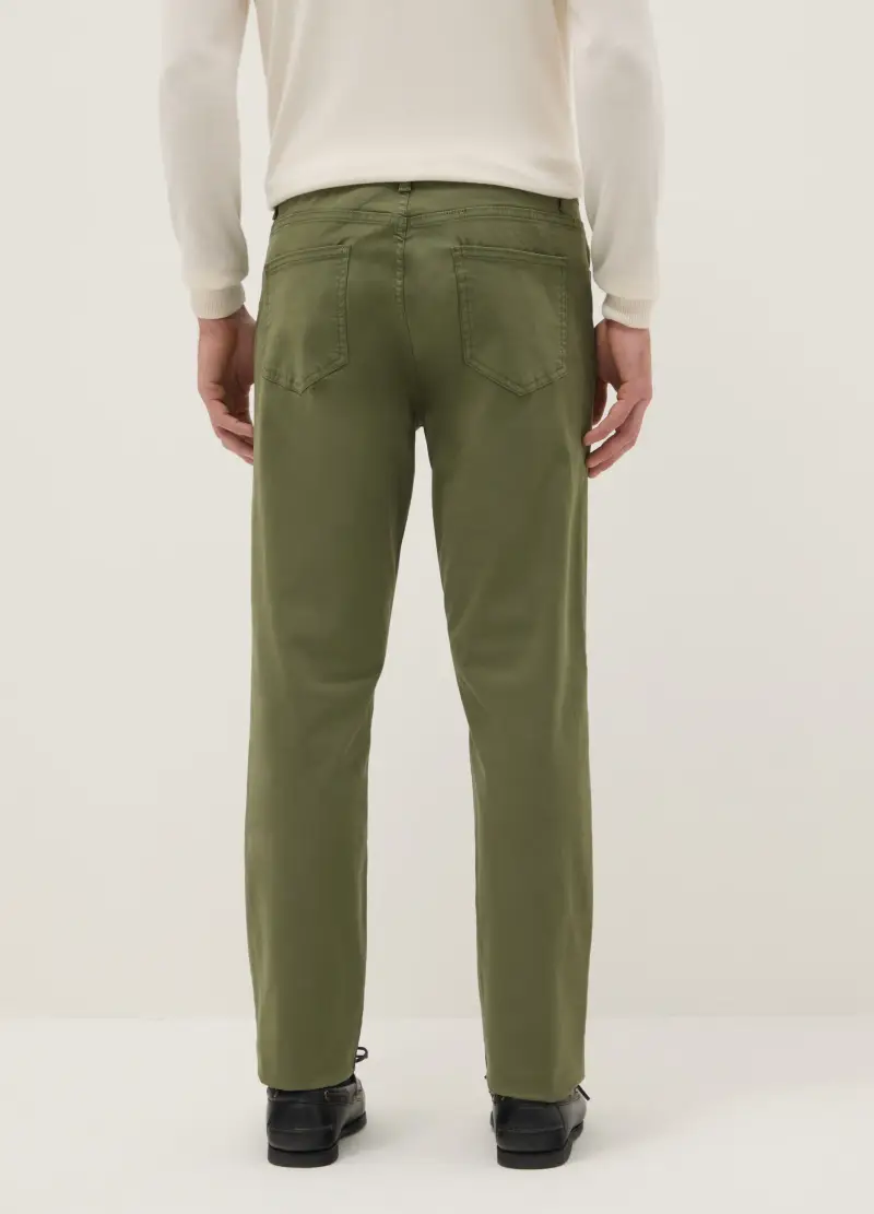 Ovs Pantaloni Slim Fit Verde in Cotone Elasticizzato Uomo miniatura 3