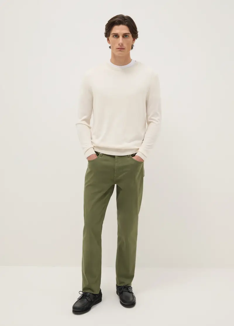 Ovs Pantaloni Slim Fit Verde in Cotone Elasticizzato Uomo