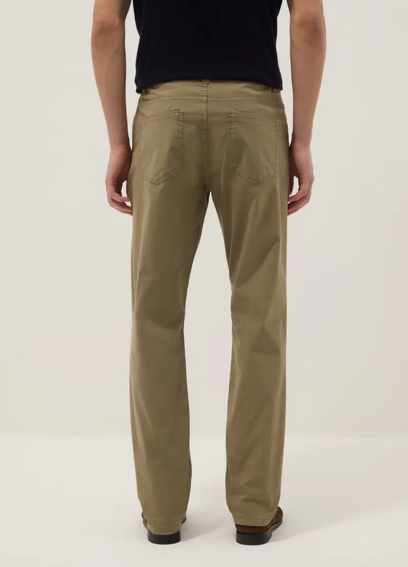 Pantaloni Verdi In Cotone Elasticizzato Slim Fit, Uomo, Verde miniatura 3