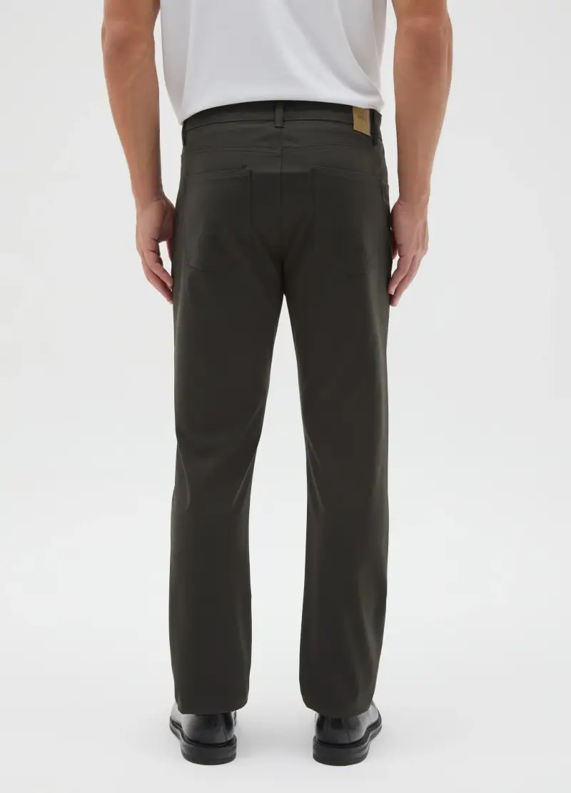 Pantaloni Verdi In Misto Cotone Slim Fit, Uomo, Verde miniatura 3