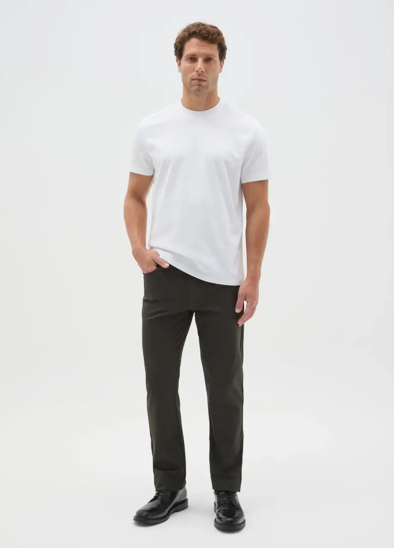 Pantaloni Verdi In Misto Cotone Slim Fit, Uomo, Verde