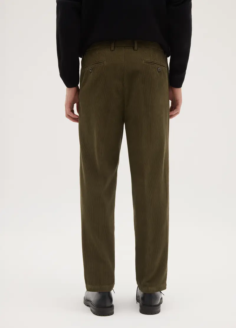 Pantaloni Verdi In Velluto A Coste Regular Fit, Uomo, Verde miniatura 3
