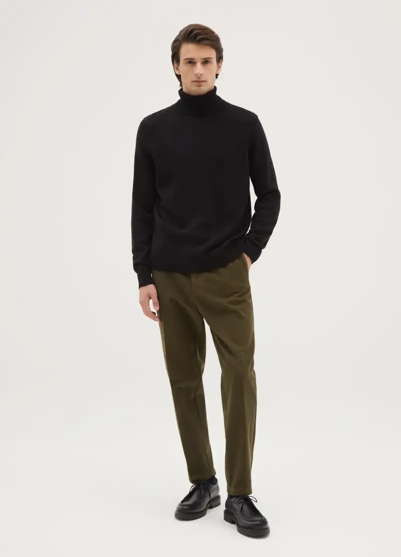 Pantaloni Verdi In Velluto A Coste Regular Fit, Uomo, Verde