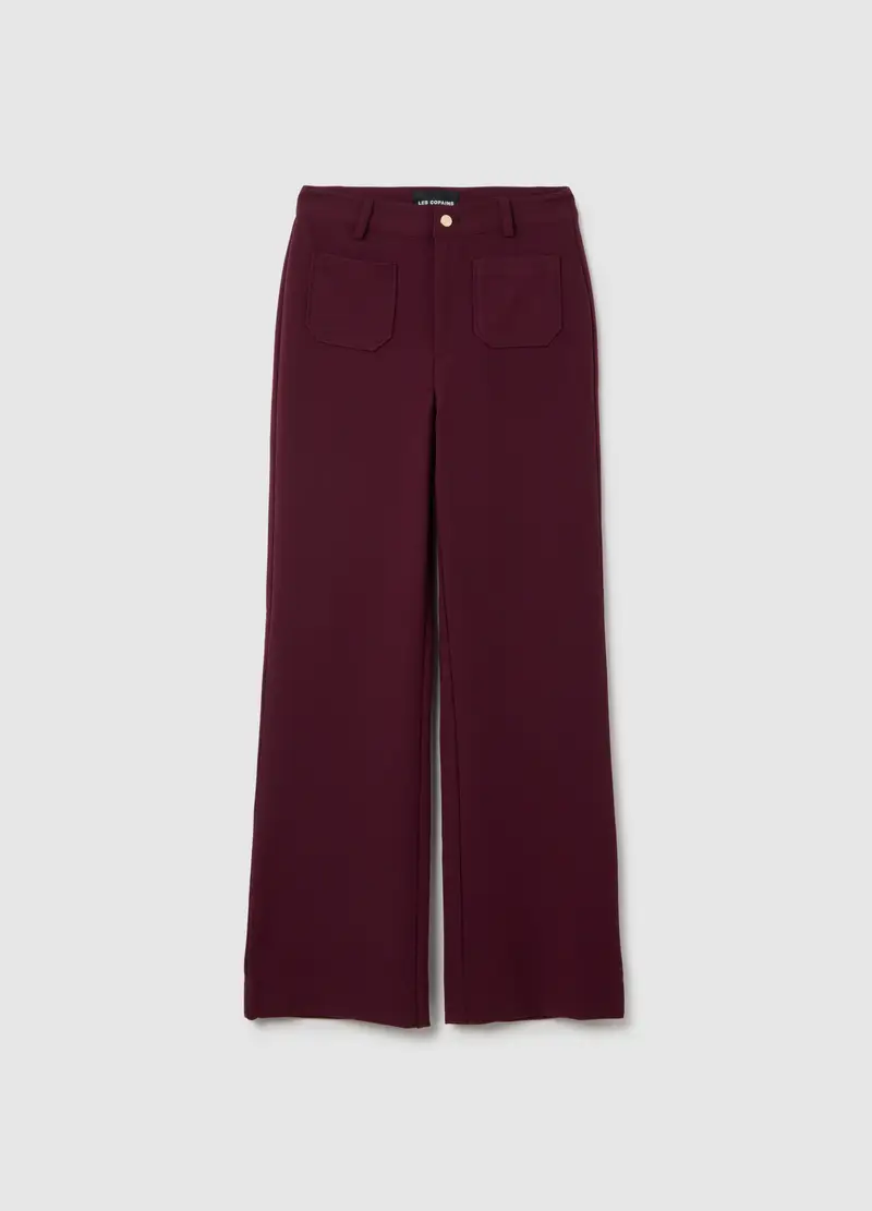 Pantaloni Viola A Gamba Larga, Donna, Viola