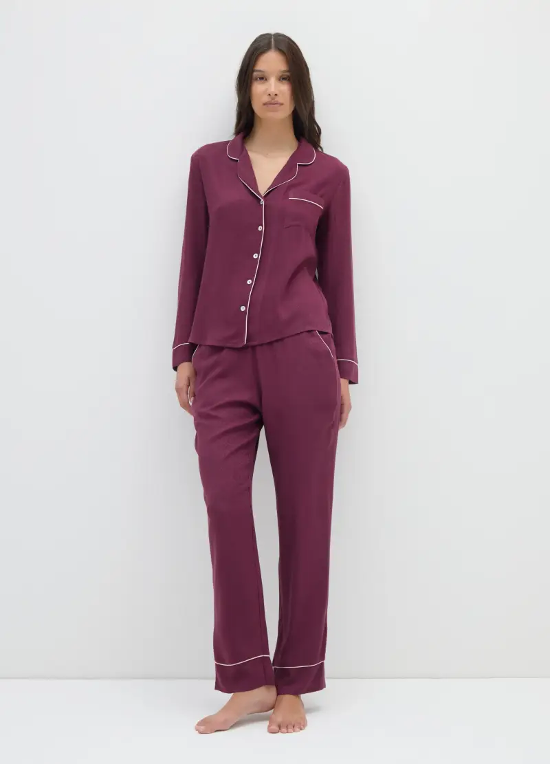 Pantaloni Viola Vinaccia Del Pigiama Con Vita Elasticizzata, Donna, Viola