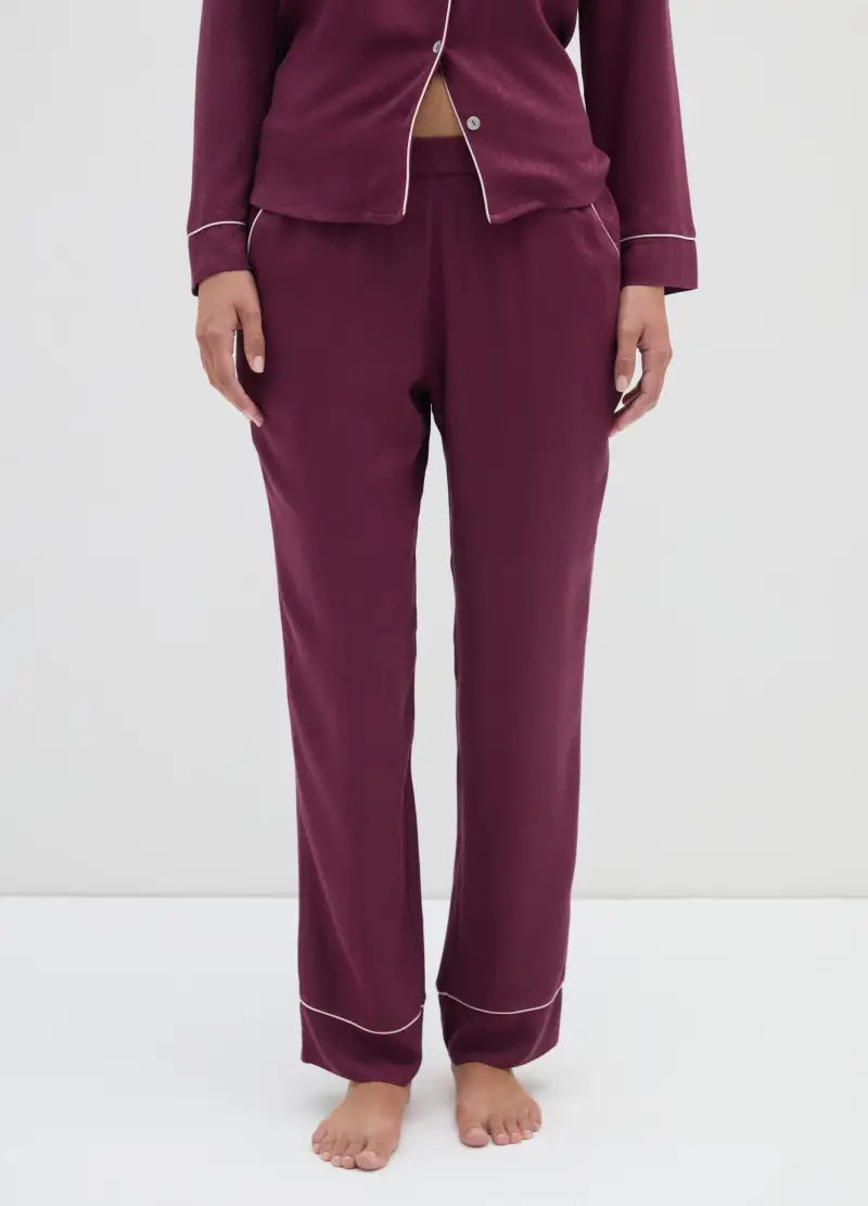 Pantaloni Viola Vinaccia Del Pigiama Con Vita Elasticizzata, Donna, Viola miniatura 2