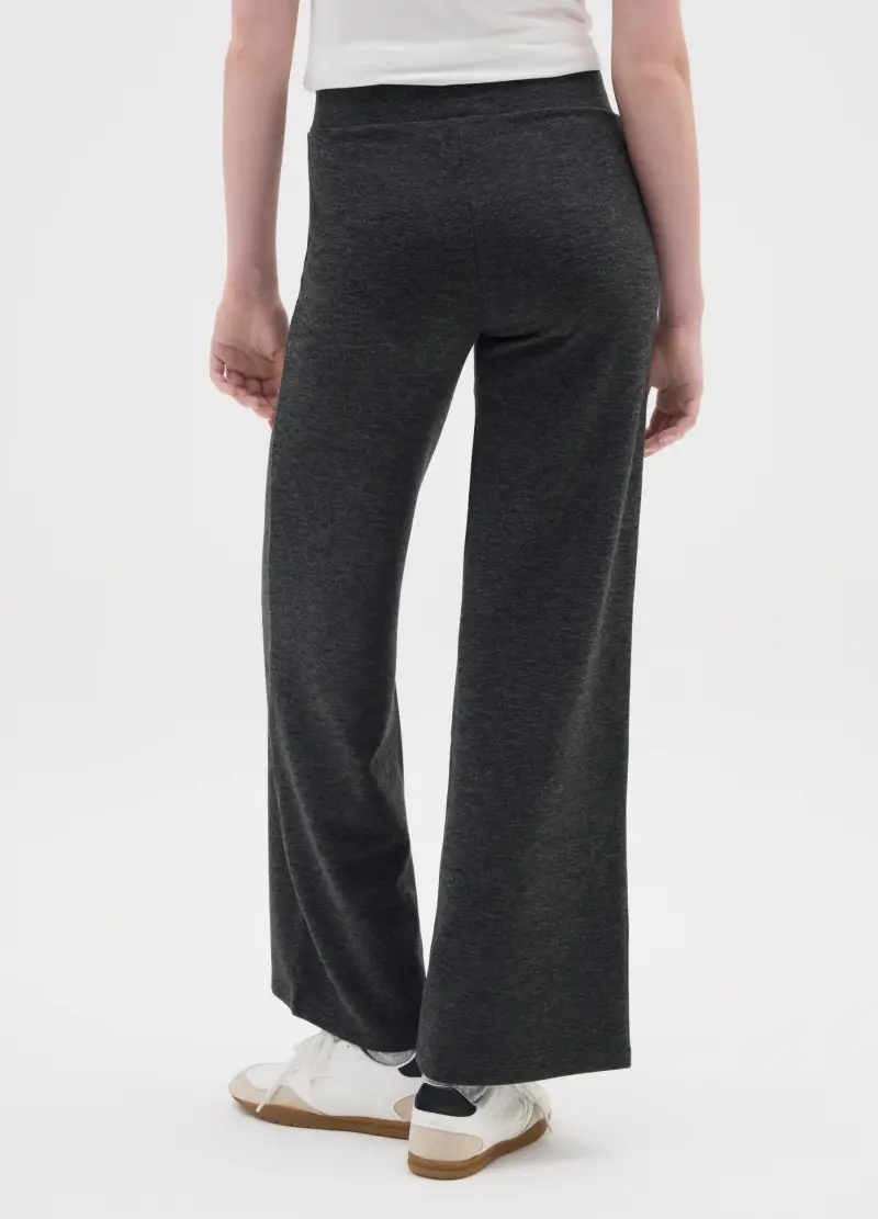Pantaloni Wide Leg Grigi Elasticizzati, Donna, Grigio miniatura 3
