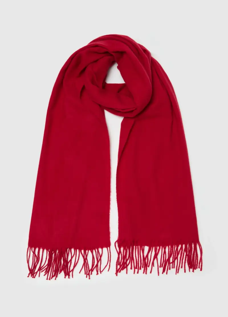 Pashmina In Pile Con Frange, Donna, Rosso
