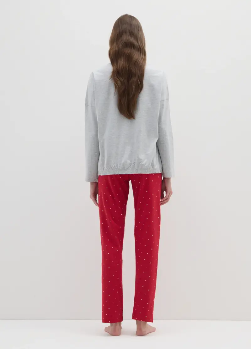 Pigiama A Pois Multicolor In Misto Cotone Regular Fit Con Stampa, Donna, Multicolor miniatura 3