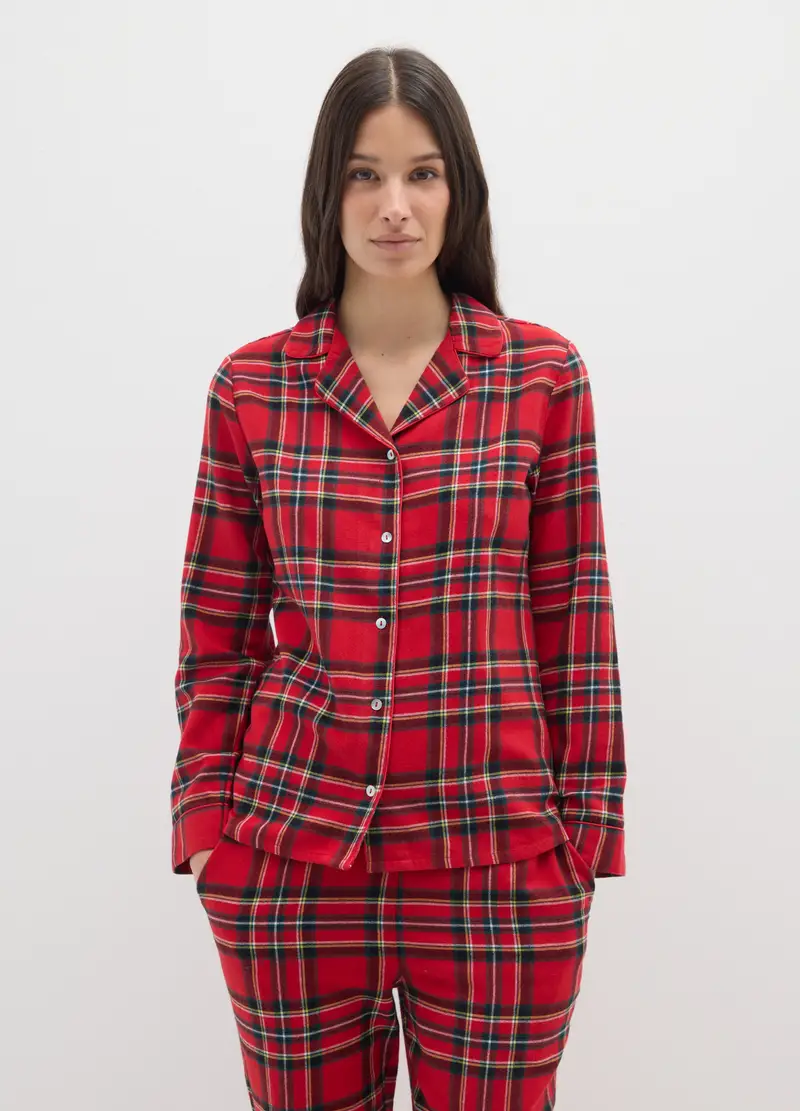 Pigiama A Quadri Multicolor In Puro Cotone Regular Fit, Donna, Multicolor miniatura 2