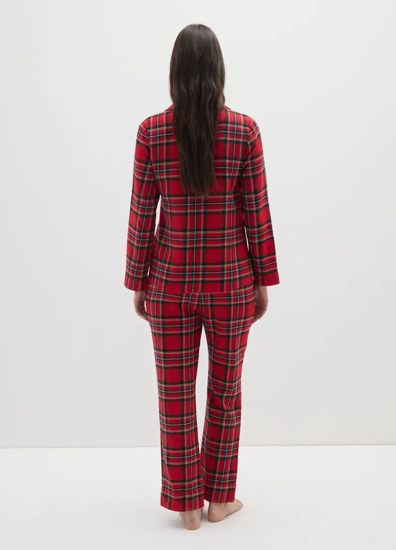 Pigiama A Quadri Multicolor In Puro Cotone Regular Fit, Donna, Multicolor miniatura 3