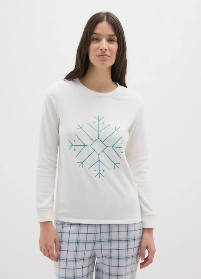 Pigiama A Quadri Natalizio Multicolor Regular Fit Con Fiocco Di Neve, Donna, Multicolor miniatura 2