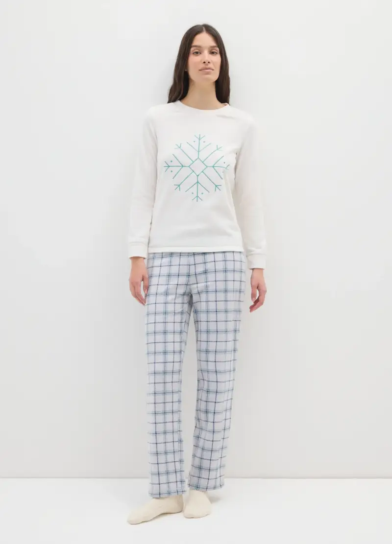 Pigiama A Quadri Natalizio Multicolor Regular Fit Con Fiocco Di Neve, Donna, Multicolor