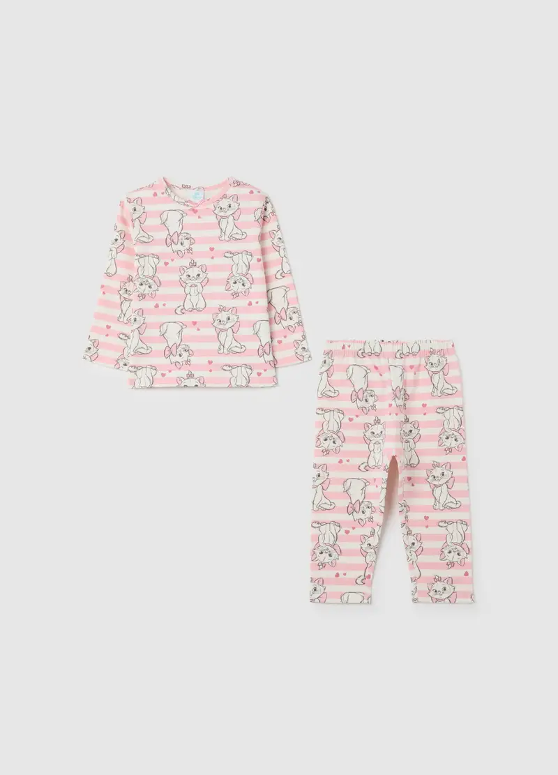 Pigiama A Righe Bianche E Rosa Da Neonata In Puro Cotone Con Stampa Disney, Bambina, Multicolor