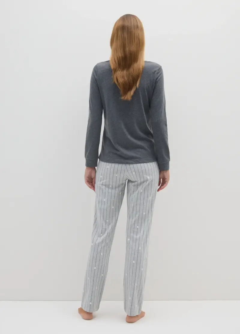 Pigiama A Righe Grigio Regular Fit Con Stampa, Donna, Grigio miniatura 3