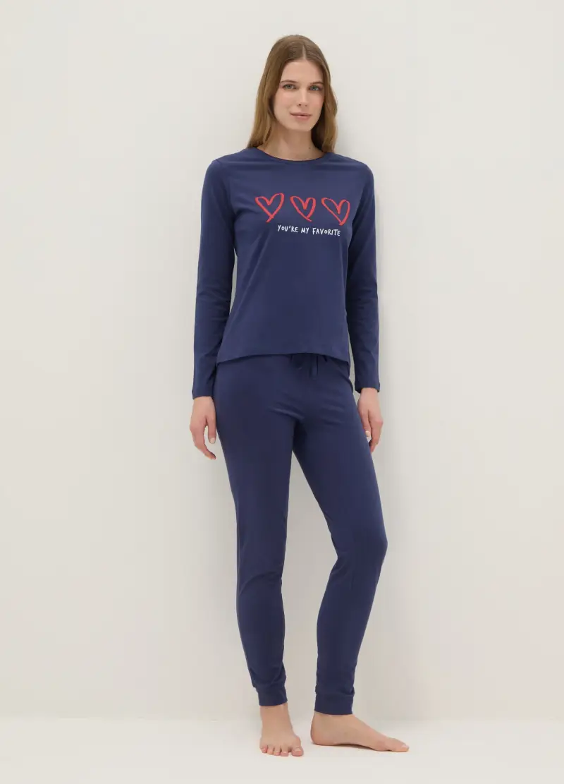 Ovs Pigiama Donna Blu in Cotone