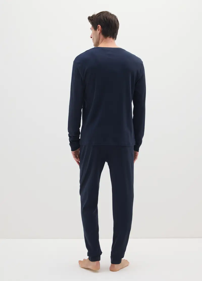 Pigiama Blu In Cotone, Uomo, Blu miniatura 3