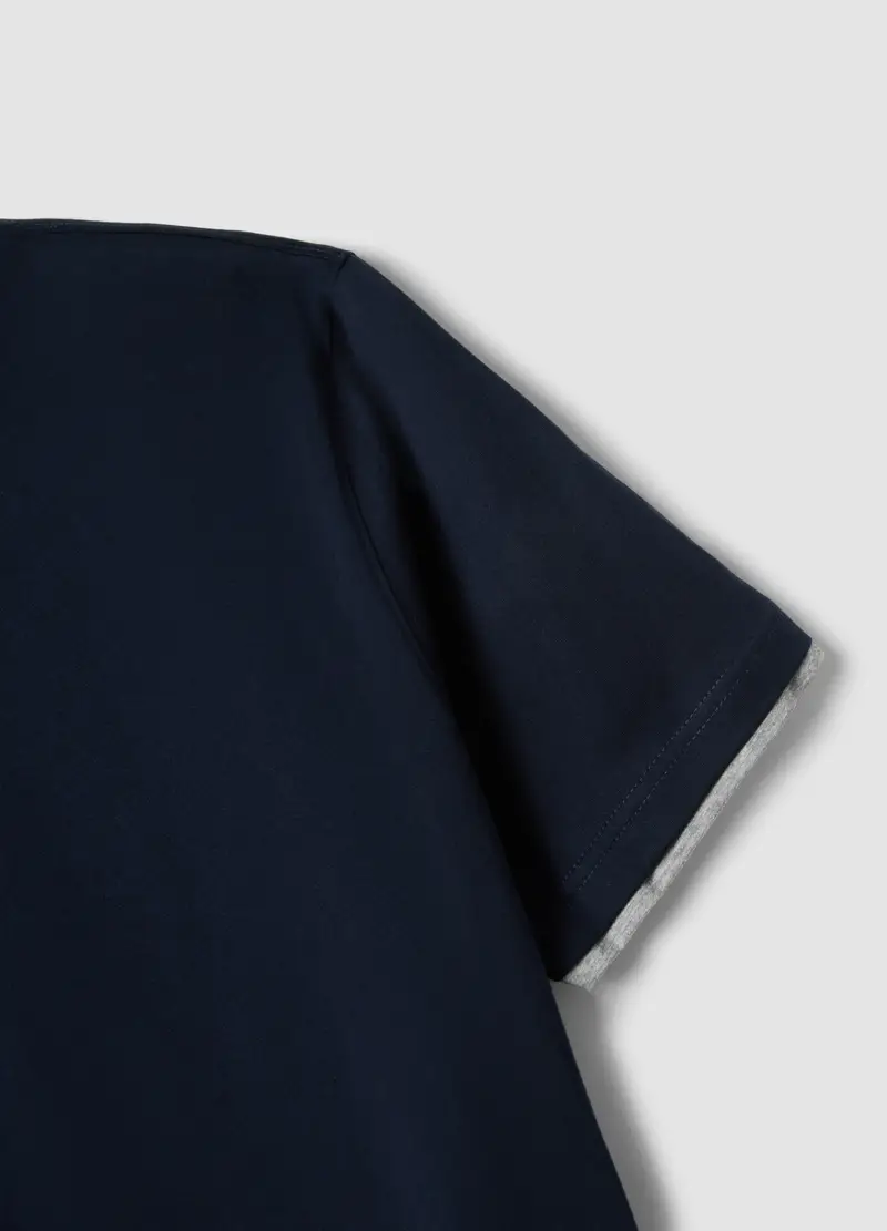 Pigiama Blu In Puro Cotone Mercerizzato, Uomo, Blu miniatura 2