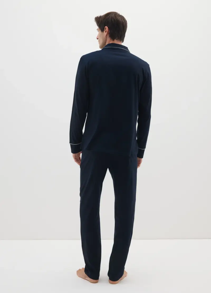 Pigiama Blu In Puro Cotone Regular Fit, Uomo, Blu miniatura 3