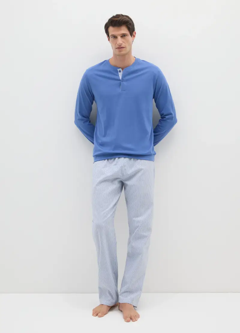 Pigiama Blu In Puro Cotone Regular Fit, Uomo, Multicolor