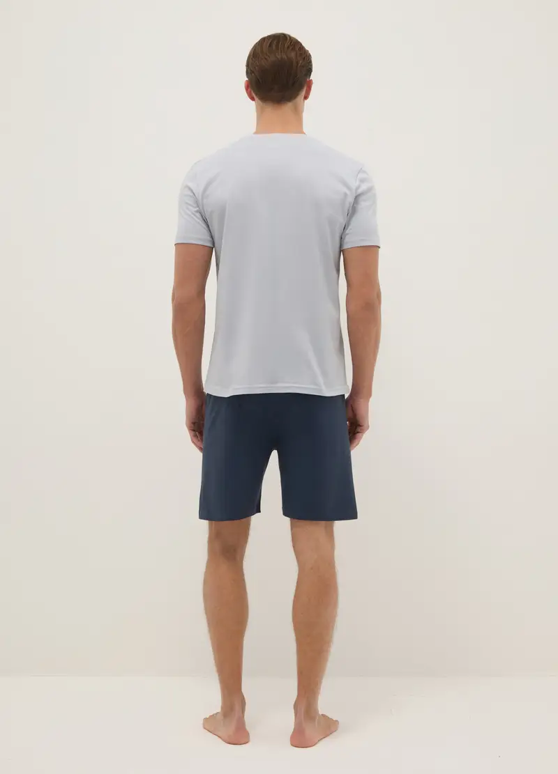 Pigiama Corto In Puro Cotone Multicolor Regular Fit Con Stampa, Uomo, Multicolor miniatura 3