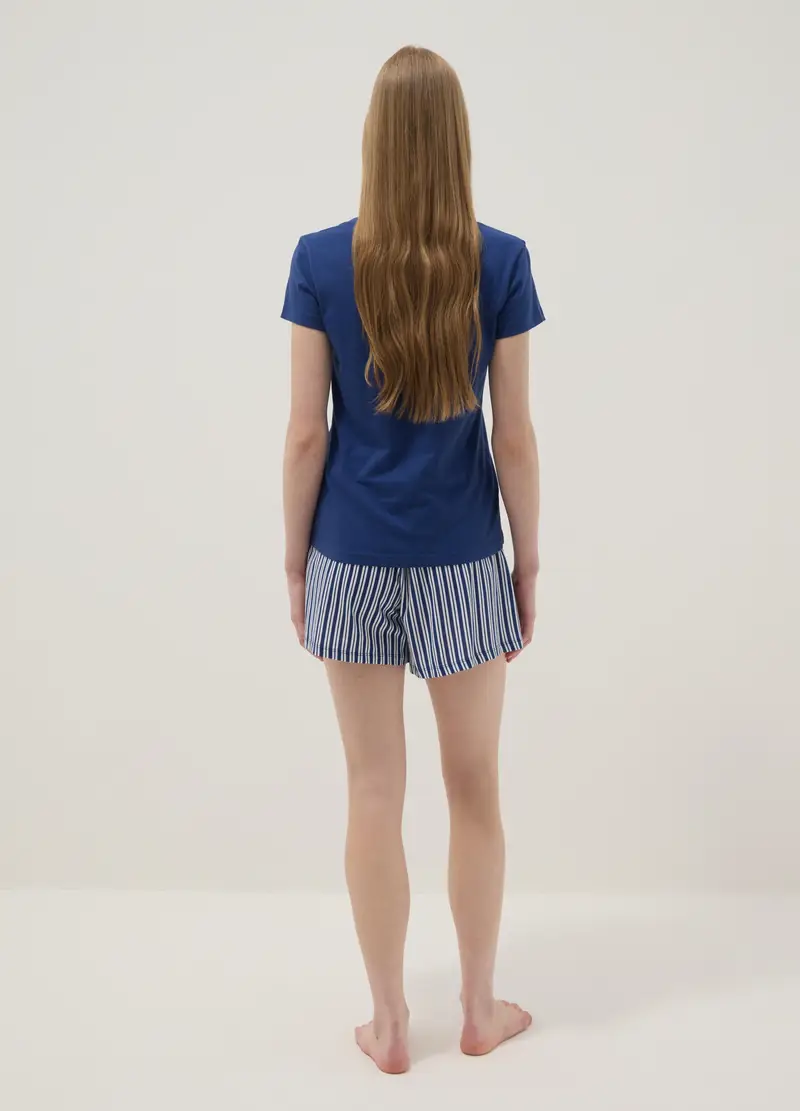 Pigiama Corto In Puro Cotone Multicolor Regular Fit, Donna, Multicolor miniatura 3