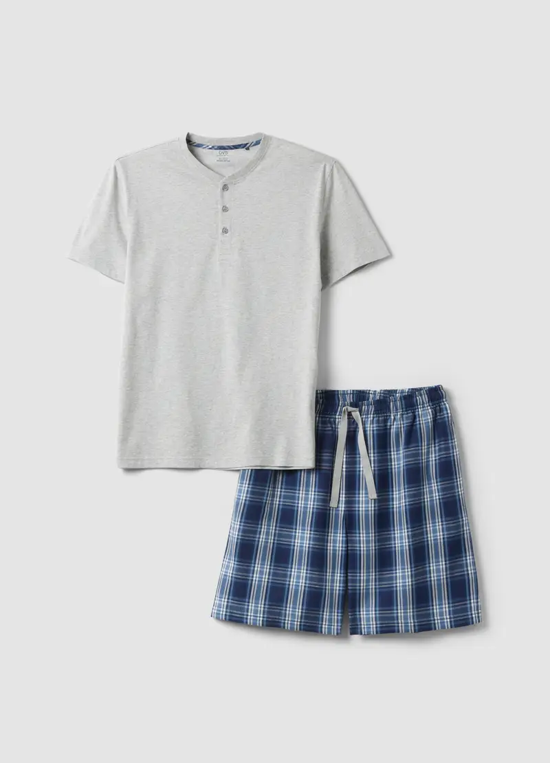 Pigiama Corto In Puro Cotone Multicolor Regular Fit, Uomo, Multicolor