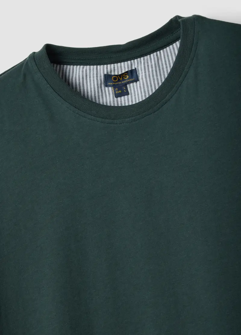 Pigiama Corto Verde A Righe In Jersey Di Puro Cotone Organico, Uomo, Verde miniatura 2