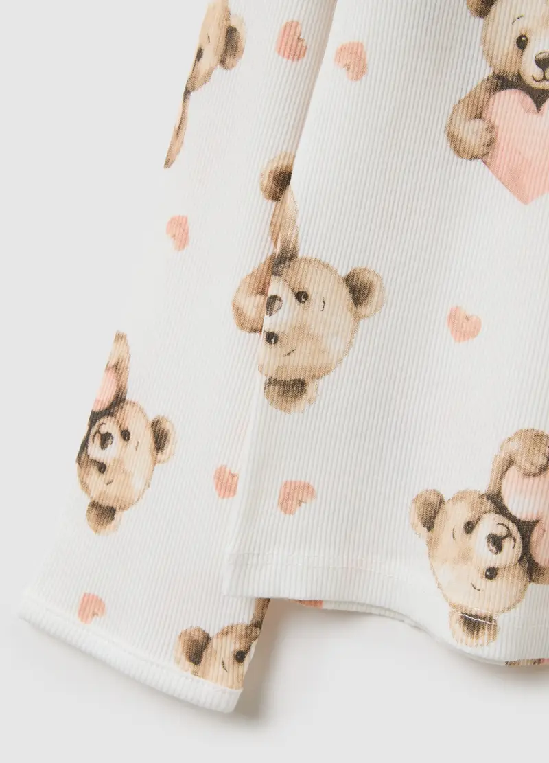 OVS, Pigiama Da Bambina In Puro Cotone Bianco Regular Fit, Bianco, Taglia: 3-4 miniatura 2