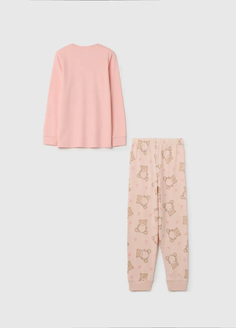 Pigiama Da Bambina In Puro Cotone Rosa Con Stampa, Rosa miniatura 2