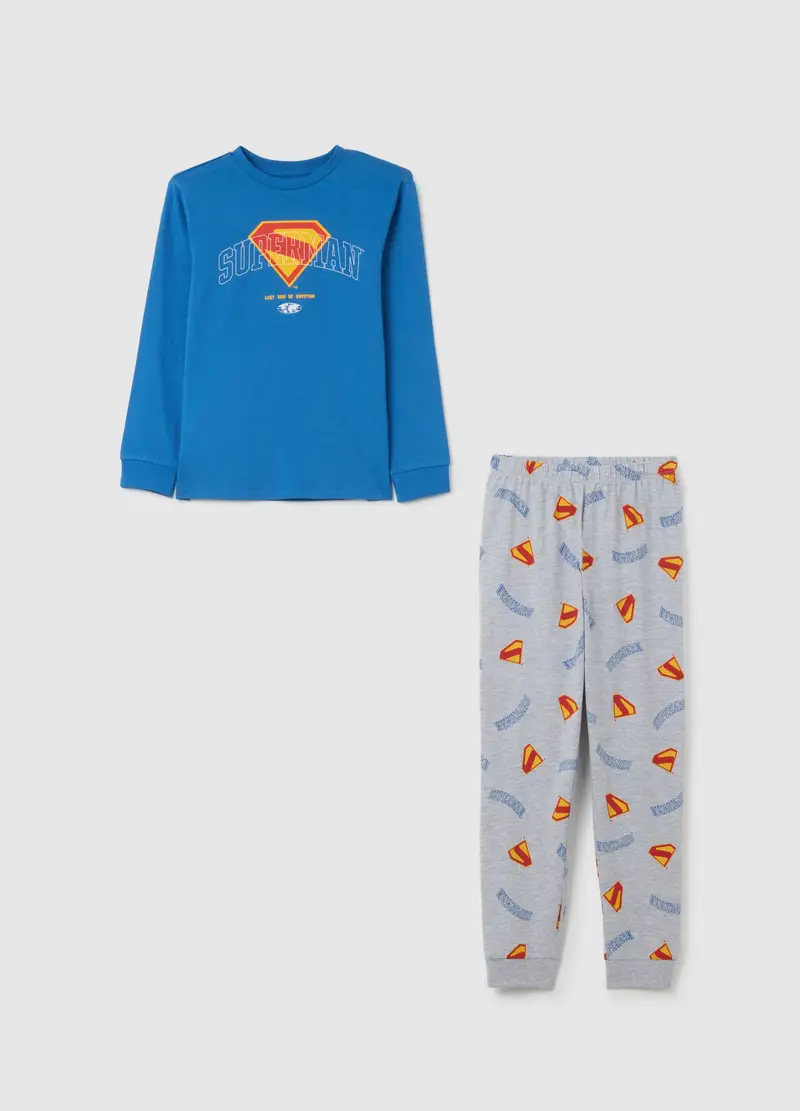 OVS, Pigiama Da Bambino In Puro Cotone Multicolor Con Stampa Batman, Multicolor, Taglia: 3-4