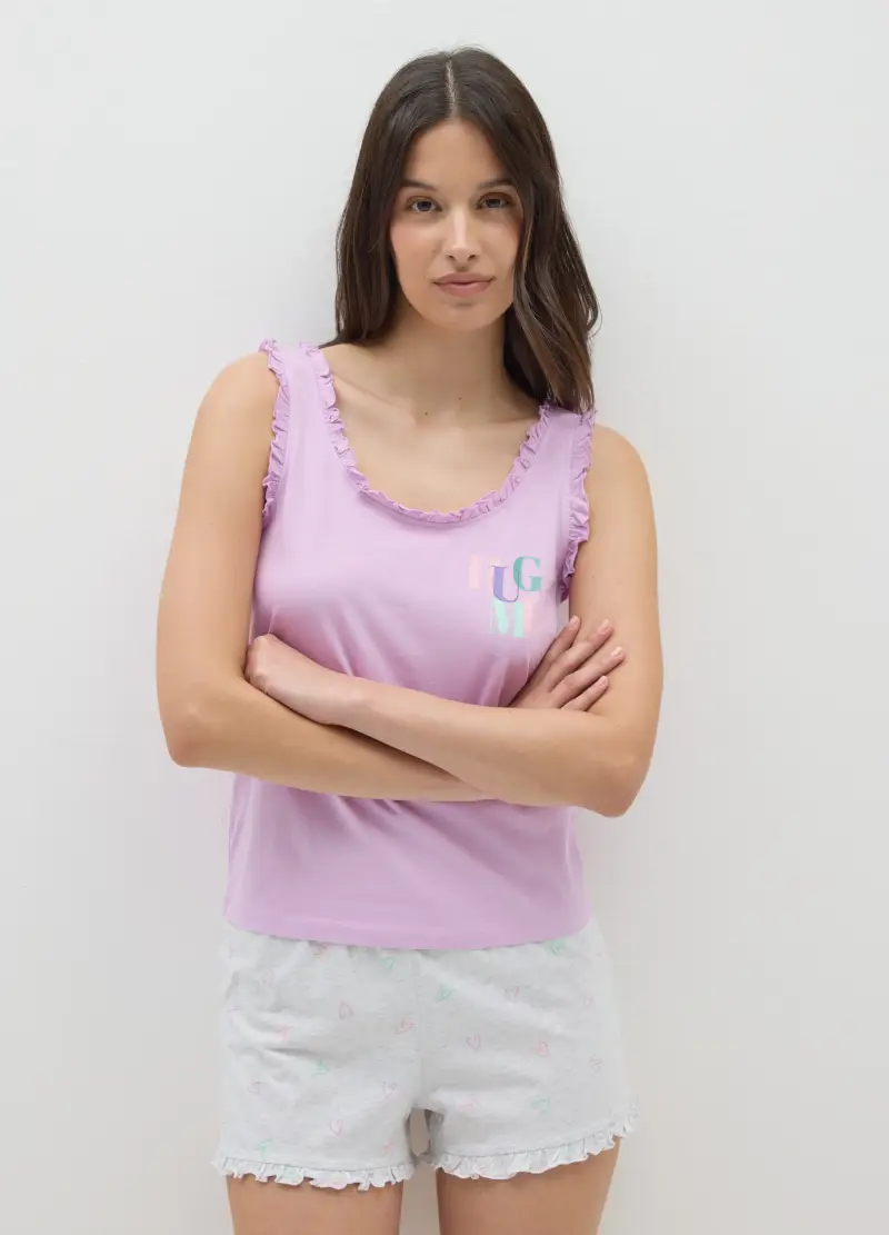 Pigiama Da Donna In Puro Cotone Multicolor Regular Fit, Multicolor miniatura 2