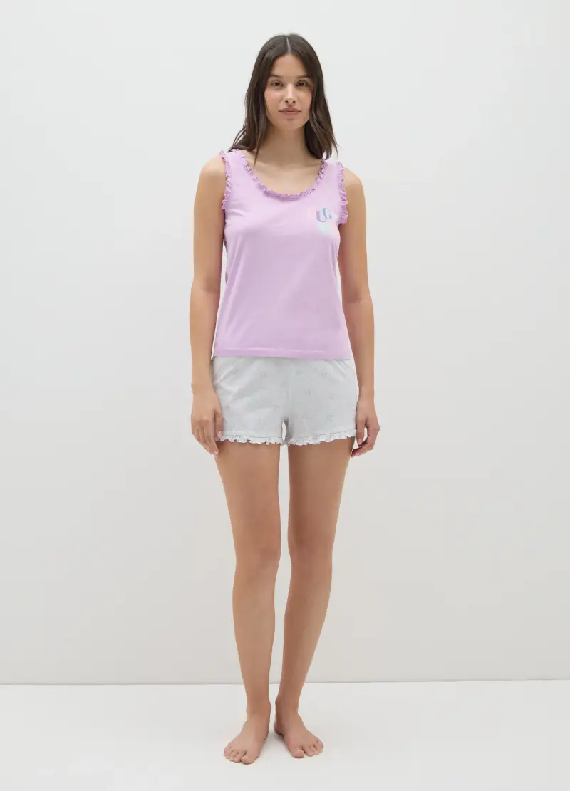 Pigiama Da Donna In Puro Cotone Multicolor Regular Fit, Multicolor