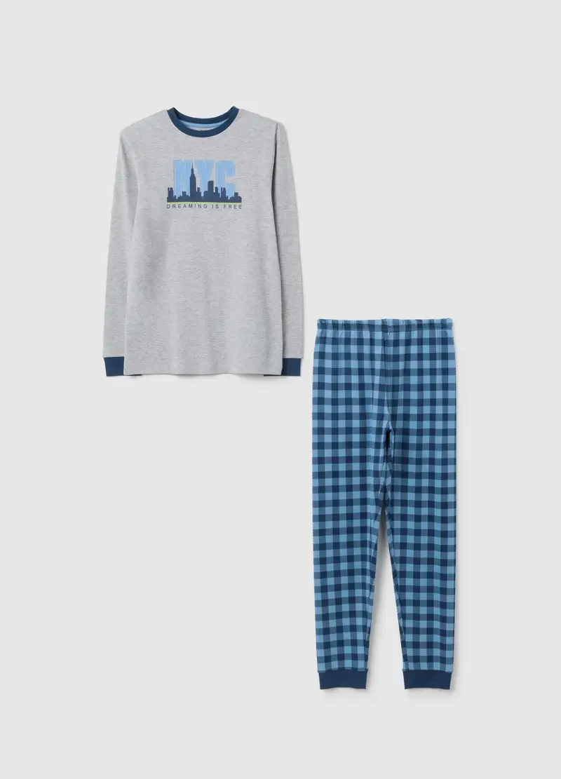 Pigiama Da Ragazzo In Puro Cotone Multicolor Con Stampa, Bambino, Multicolor