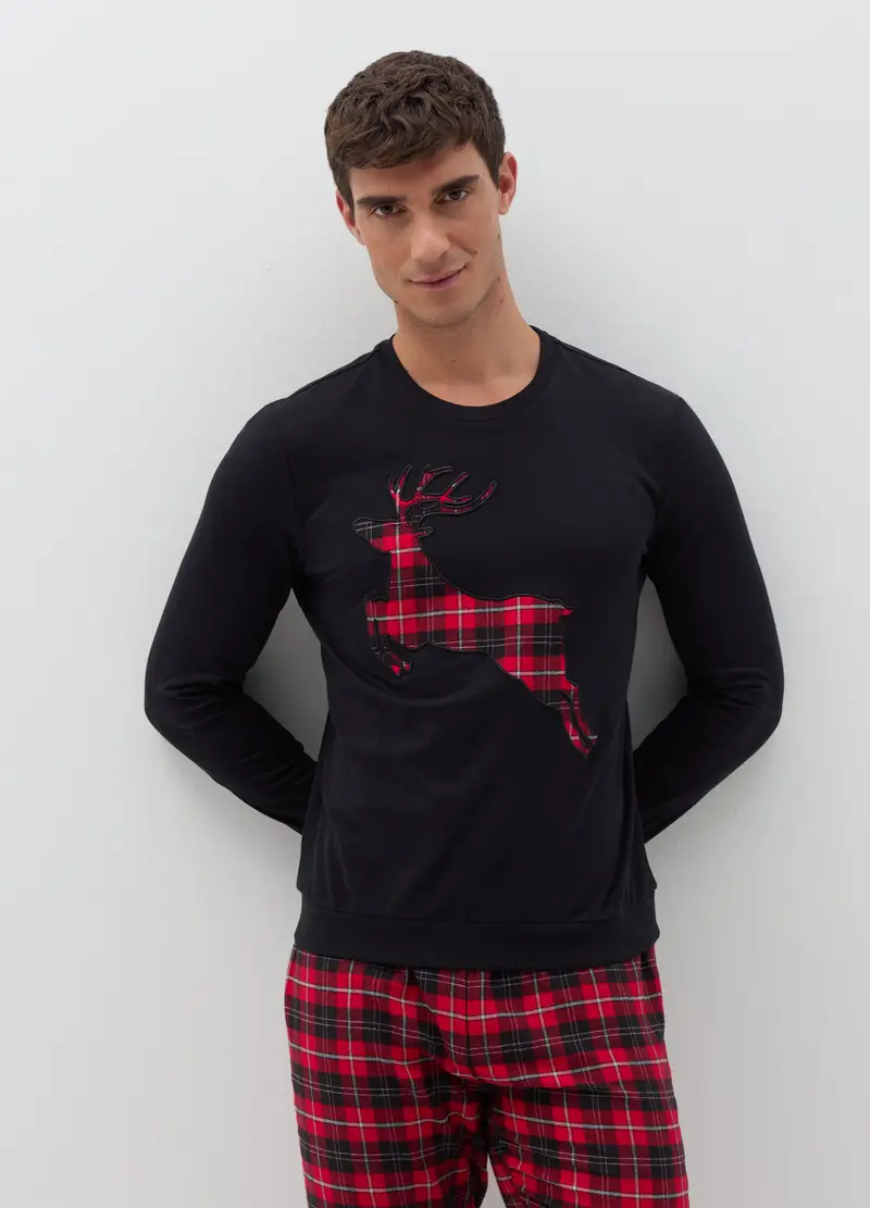 Pigiama Fantasia Tartan Con Patch Animaletto, Uomo, Multicolor miniatura 2