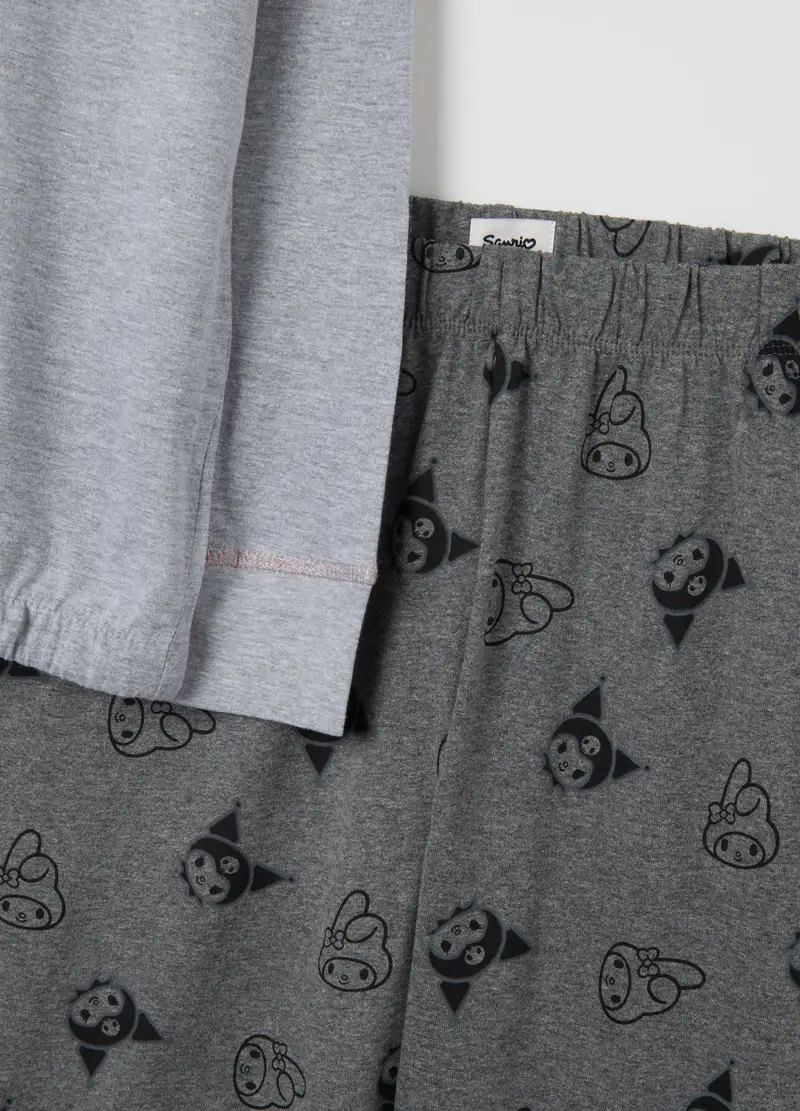 Pigiama Grigio In Cotone Con Stampa Fumetto, Donna, Grigio miniatura 2