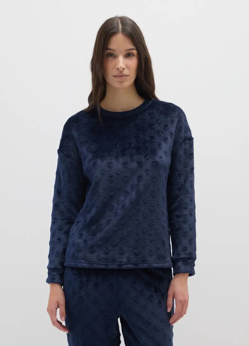 Pigiama In Coral Fleece Blu Regular Fit, Donna, Blu miniatura 2