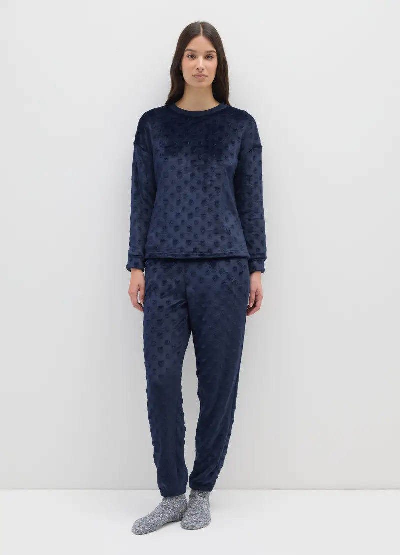 Pigiama In Coral Fleece Blu Regular Fit, Donna, Blu