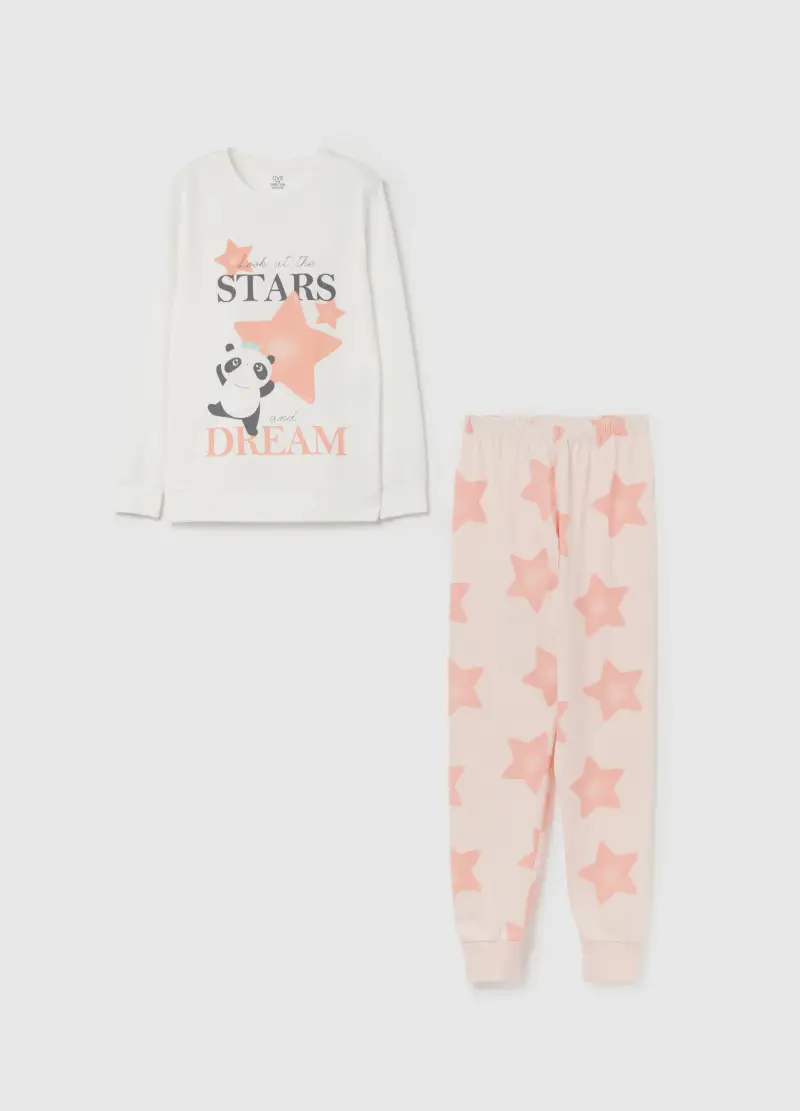 Pigiama In Cotone Bio Con Stampa, Bambina, Multicolor