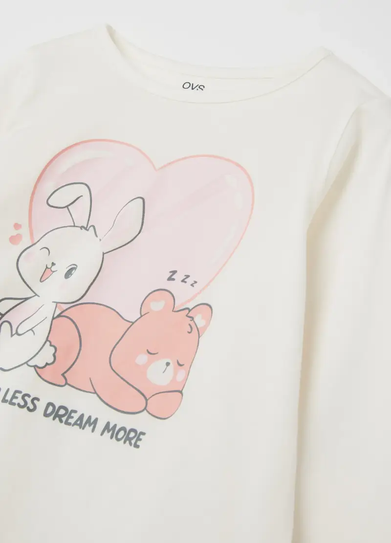 Pigiama In Cotone Bio "sleep Less Dream More", Bambina, Multicolor miniatura 3