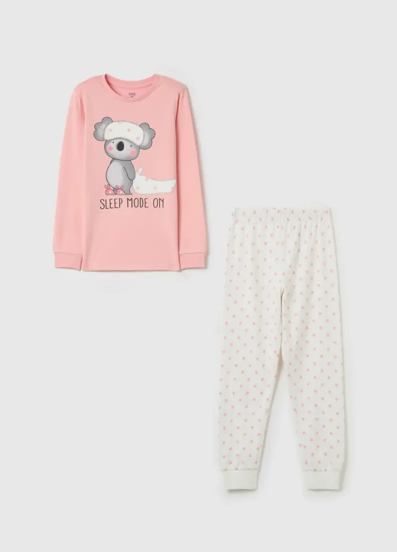 Pigiama In Cotone Bio "sleep Mode On", Bambina, Multicolor