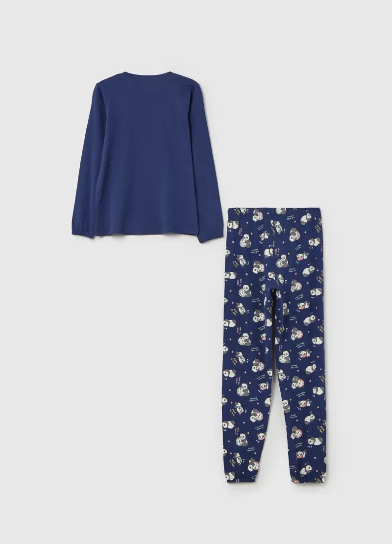 Pigiama In Cotone Bio Stampa "five More Minutes", Bambina, Blu miniatura 2