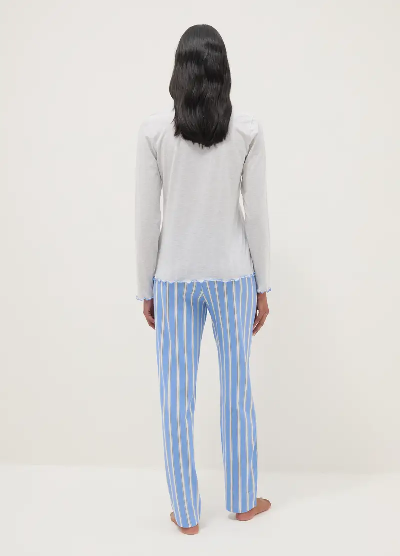 Pigiama In Cotone Biologico Multicolor Regular Fit Con Scritta, Donna, Multicolor miniatura 3