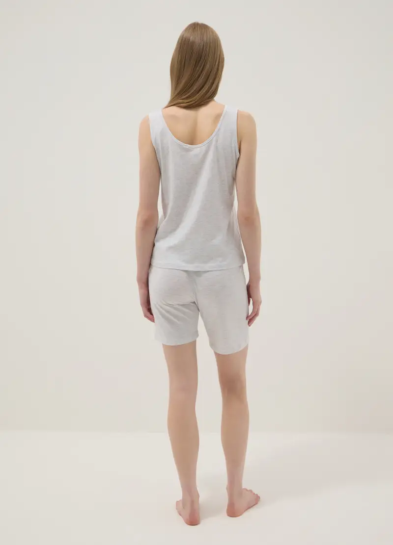 Pigiama In Cotone Elasticizzato Grigio Regular Fit Con Fragole, Donna, Grigio miniatura 3