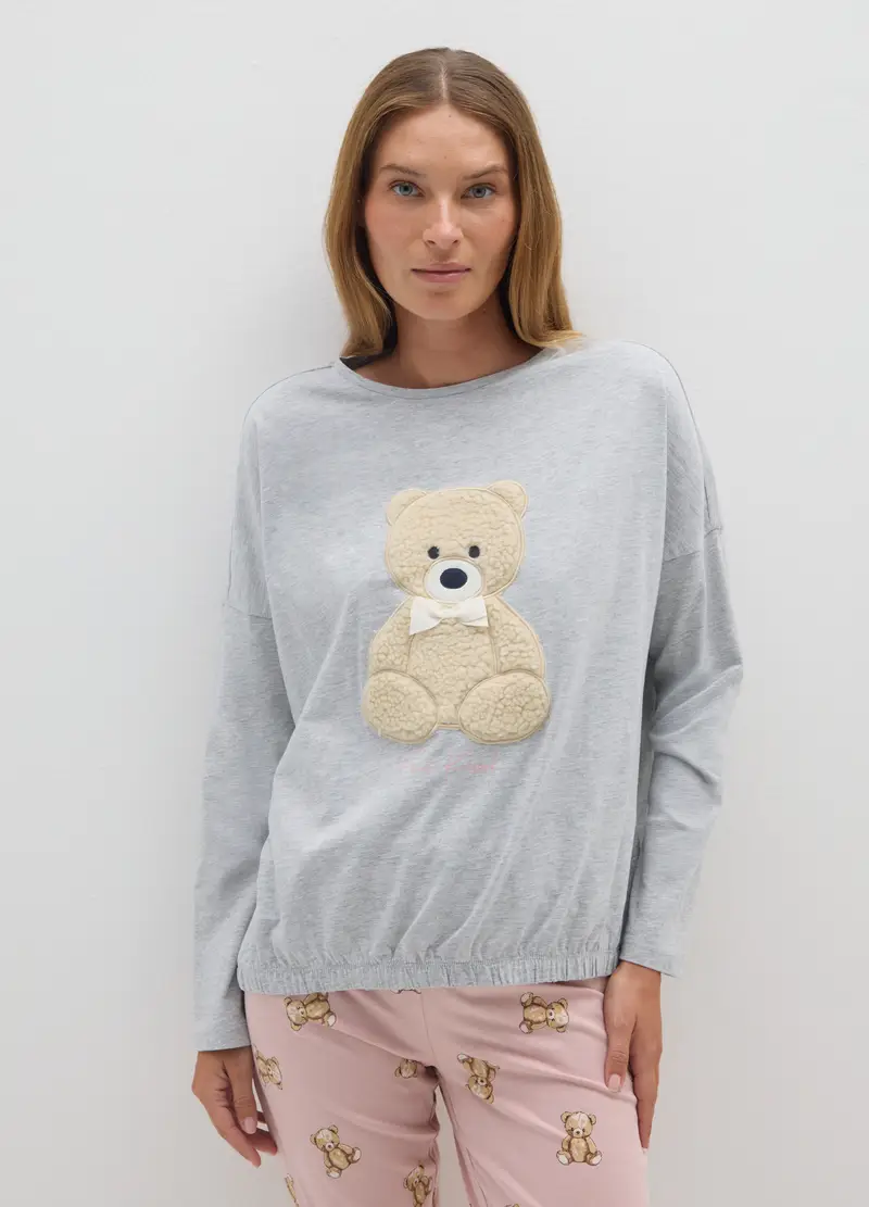 Pigiama In Cotone Multicolor Regular Fit Con Stampa, Donna, Multicolor miniatura 2