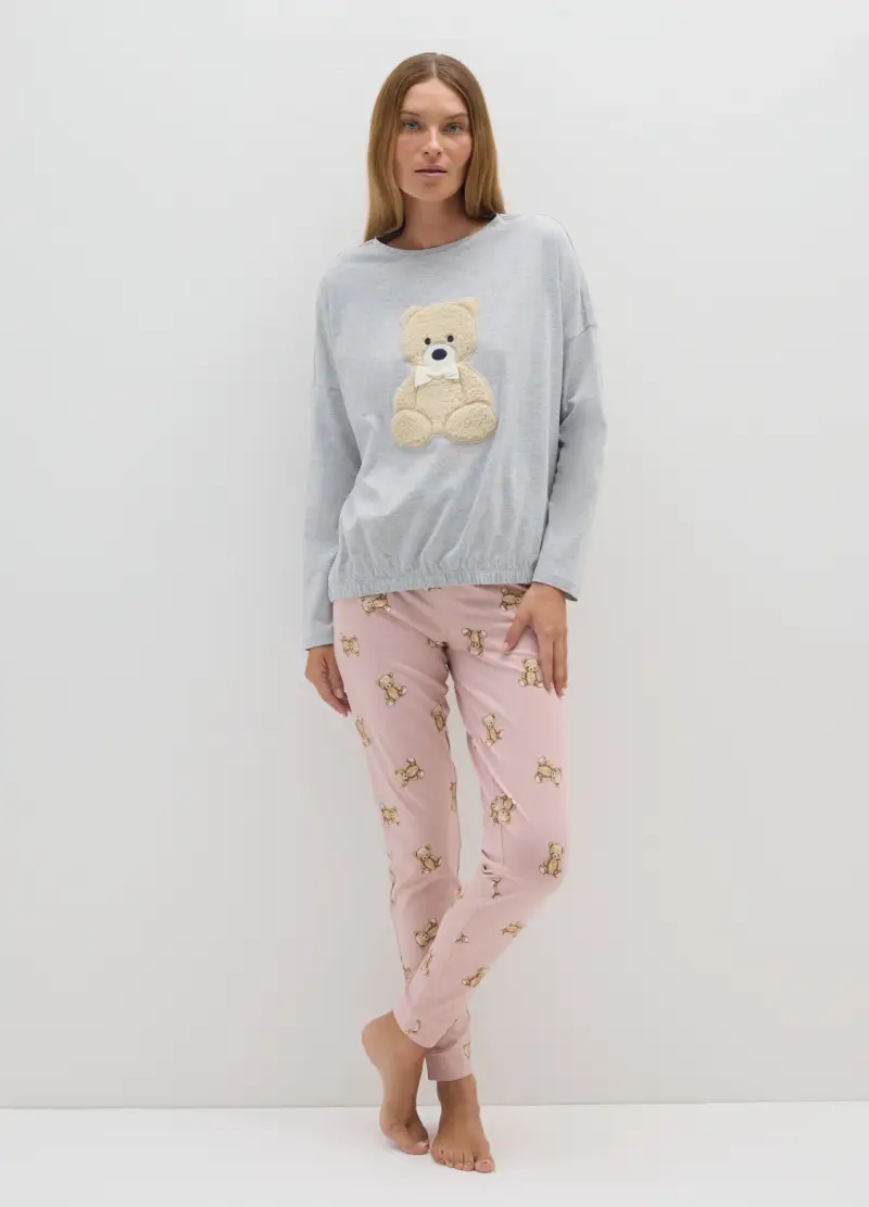 Pigiama In Cotone Multicolor Regular Fit Con Stampa, Donna, Multicolor