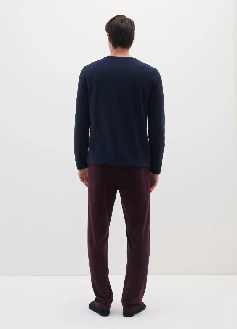 Pigiama In Fleece Blu Regular Fit, Uomo, Multicolor miniatura 3