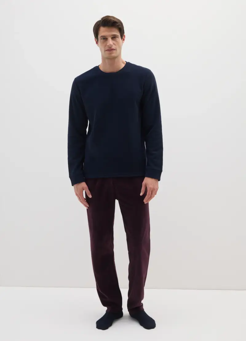 Pigiama In Fleece Blu Regular Fit, Uomo, Multicolor