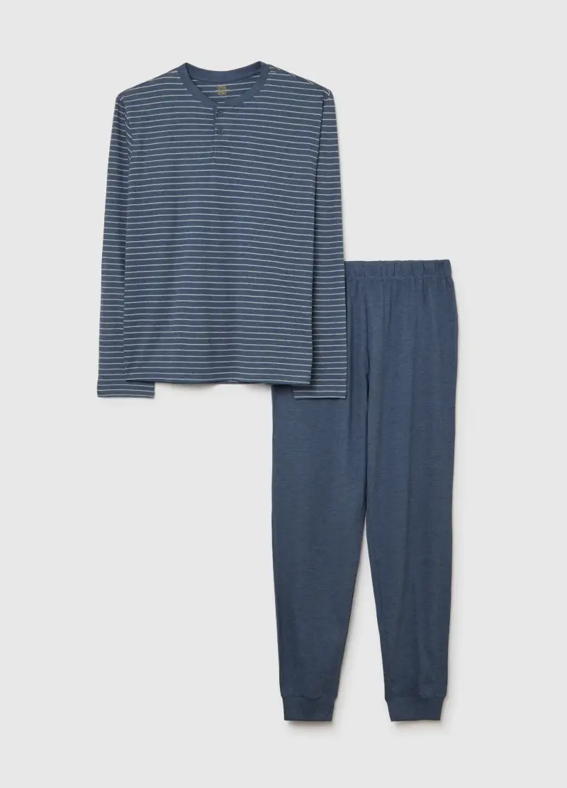 Pigiama In Misto Cotone Blu Regular Fit, Uomo, Blu